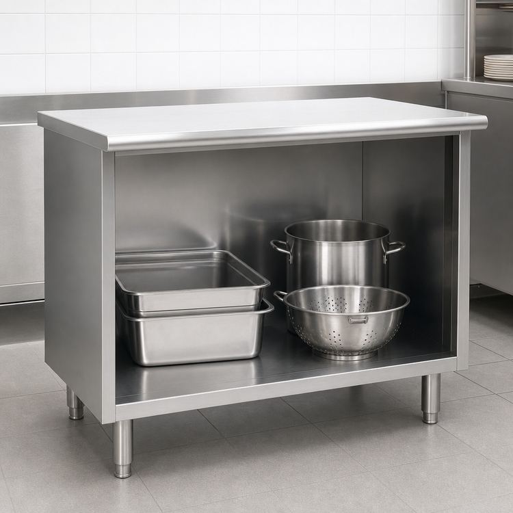 Product image #3 for Eagle Spec-Master Open Front Enclosed Base Worktable, 72 Inch x 30 Inch, 14-Gauge 304 Stainless Steel Flat Top
