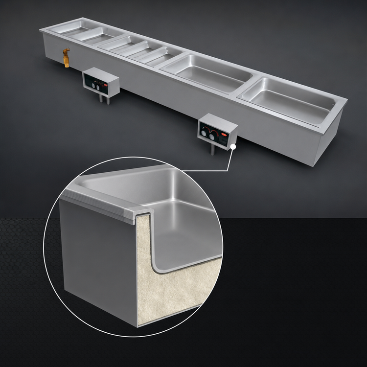Product image #3 for Hatco HWBI-S4 Drop-In Modular Slim Heated Well, 4 Full-Size Pan Capacity, Insulated, No Drain