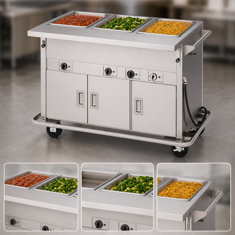 Product image #3 for Dinex ServeXpress Mobile Electric Hot Food Counter with 3 Sealed Wells