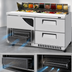 Thumbnail image #4 for 60-Inch Two-Section Front-Breathing Sandwich/Salad Prep Table with 16-Pan Top Opening, 1 Door and 2 Drawers