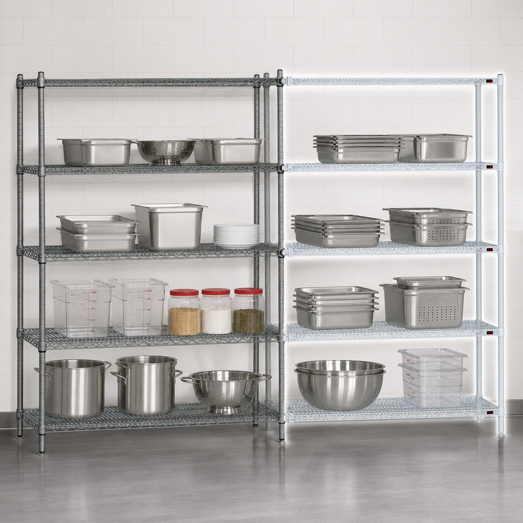 Product image #3 for EagleGard 4-Tier Add-On Wire Shelving Unit, 72"W x 18"D x 74"H, Hybrid Epoxy Finish
