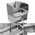 Thumbnail image #3 for John Boos Pro-Bowl Wall-Mounted Stainless Steel Hand Sink with Single Knee Valve, Side Splashes, and Gooseneck Spout