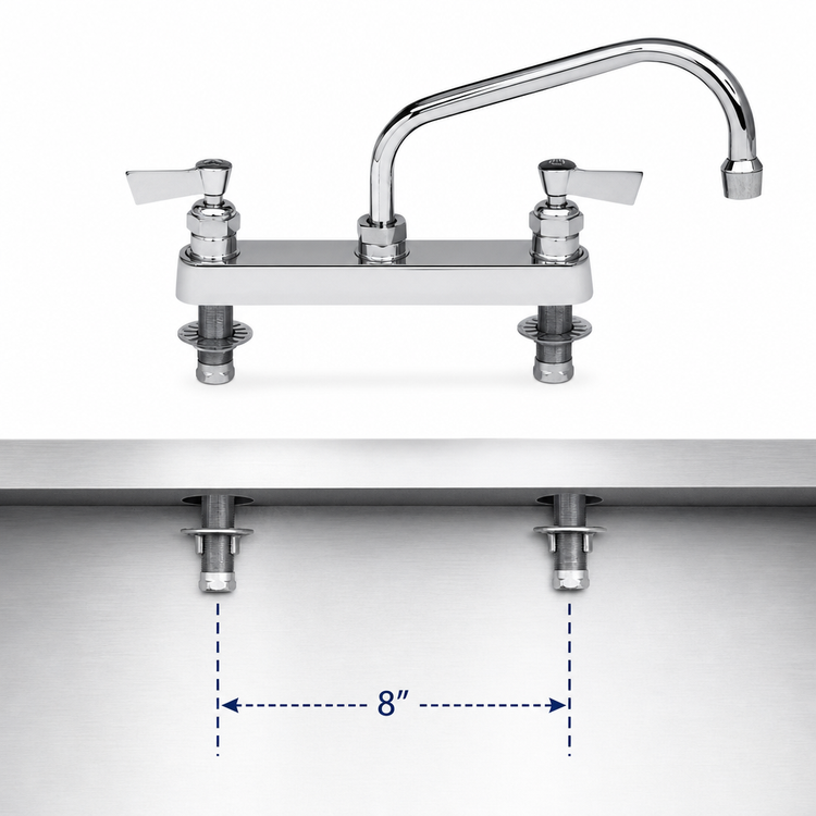 Product image #3 for Fisher 8" Center Deck Mount Manual Faucet with 14" Swing Spout and Lever Handles