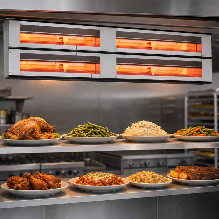 Product image #3 for Hatco Glo-Ray® Lighted Dual Infrared Strip Heater, 108 Inch, Aluminum, 6540W, 3-Inch Spacer