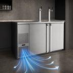 Thumbnail image #3 for Micro Matic USA Pro-Line MDD58S-E Two-Section Direct Draw Draft Beer Cooler, 59-1/2"W, Stainless Steel, 3-Faucet Towers, Glass Rinser
