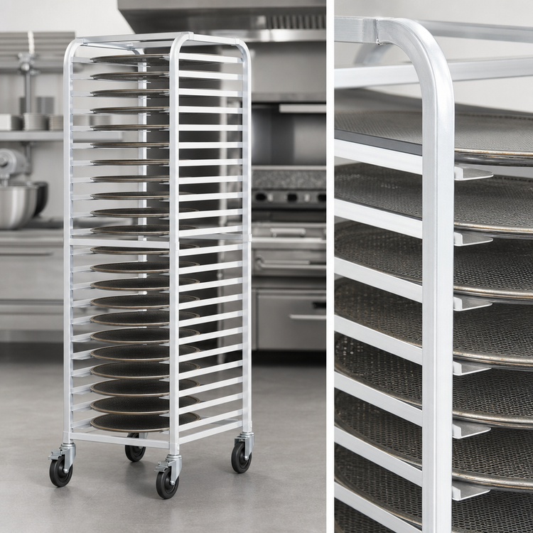 Product image #3 for Winco Mobile Aluminum Pizza Pan Rack, 26-Tier, 23 x 21 x 62-7/8 Inches