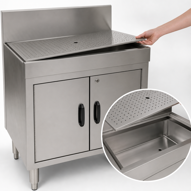 Product image #3 for Eagle Spec-Bar 42 Inch x 19 Inch Freestanding Closed Base Stainless Steel Workboard Cabinet with Locking Doors and Removable Insert