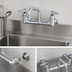 Thumbnail image #3 for T&S Brass Wall-Mount Double Pantry Faucet with 6-Inch Swing Nozzle, 8-Inch Centers