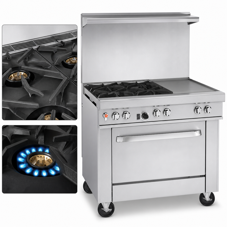 Product image #3 for Southbend Ultimate 36-Inch Gas Restaurant Range with 2 Open Burners, 24-Inch Griddle and Convection Oven