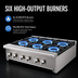 Thumbnail image #3 for Bake Tech Innovation Radiance 36-Inch Countertop Gas Hot Plate, 6 Burners, 192,000 BTU