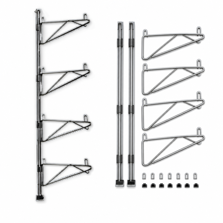 Product image #3 for Eagle Group Valu-Gard Adjustable Post Wire Wall Mount End Unit for 24-Inch Deep Shelves, 63-Inch Posts