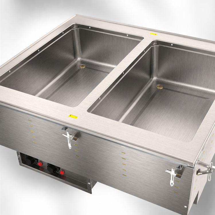 Product image #3 for Vollrath Two-Well Drop-In Electric Hot Food Well with Marine-Grade 316 Stainless Steel Wells, Infinite Controls, and Manifold Drain