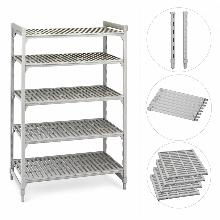 Product image #4 for Camshelving Premium 5-Tier Vented Stationary Starter Shelving Unit, 18"W x 30"L x 64"H, Speckled Gray