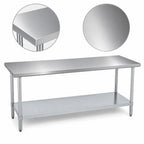 Thumbnail image #3 for Duke Manufacturing 416-24120 120-Inch x 24-Inch Stainless Steel Work Table, 16-Gauge 400 Series Top, Galvanized Undershelf