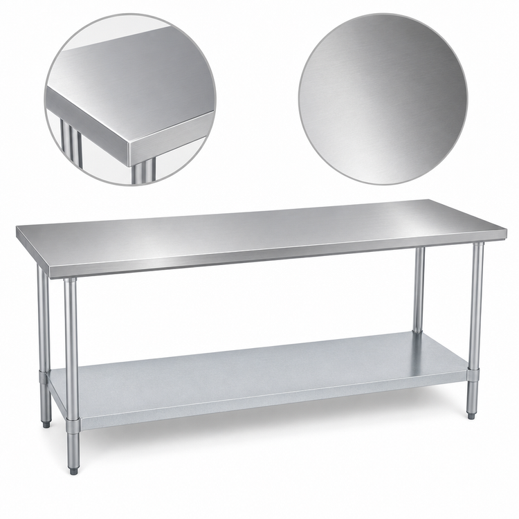 Product image #3 for 120-Inch x 24-Inch Stainless Steel Work Table with Galvanized Undershelf