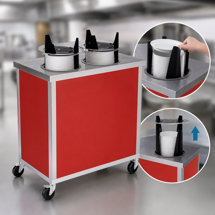 Product image #3 for Atlas Metal MEPD2H-5 Heated Mobile Double Plate Dispenser