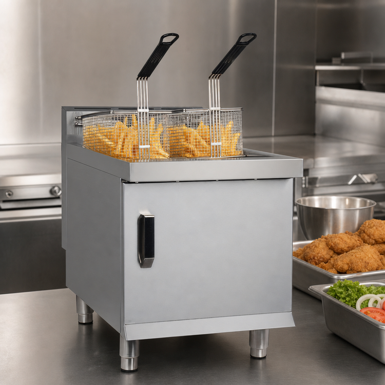 Product image #3 for Eurodib Countertop Natural Gas Full Pot Fryer, 30 lb Capacity, 4-Burner