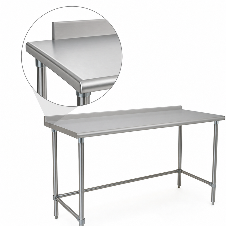 Product image #3 for BlendPort® Deluxe Series 60-Inch x 30-Inch Stainless Steel Work Table with Rolled Front Edge and Rear Upturn