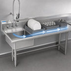 Thumbnail image #3 for BK Resources BKSDT-26-L-SS 26-Inch Left-to-Right Soiled Dish Table, 18-Gauge Stainless Steel, 20 x 20 x 8-Inch Sink, 10-Inch Backsplash