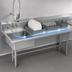 Thumbnail image #3 for BK Resources 26-Inch Left-to-Right Soiled Dish Table with 20 x 20 x 8-Inch Pre-Rinse Sink and 10-Inch Backsplash