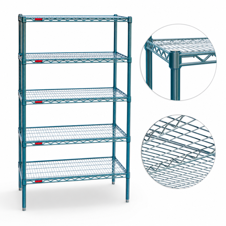 Product image #3 for EagleGard 5-Tier Starter Wire Shelving Unit, 24W x 21D x 74H, Stationary, EAGLEgard Hybrid Epoxy Finish
