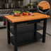 Thumbnail image #4 for John Boos Appalachian Red Oak Wood Top Country Work Table with 2 Slatted Undershelves, 60 x 36 x 34-3/4 Inches