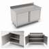 Thumbnail image #3 for John Boos Enclosed Stainless Steel Work Table with Cabinet Base and Hinged Doors, 36 x 24 Inches, 5-Inch Backsplash