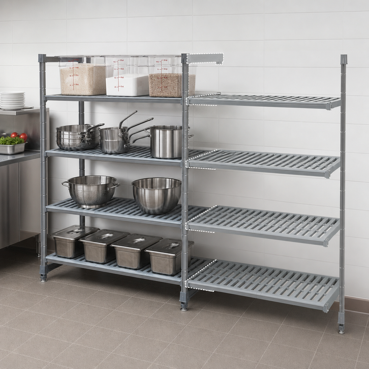 Product image #3 for Cambro Camshelving Basics Plus 24" D x 36" W x 64" H 4-Shelf Vented Add-On Polymer Shelving Unit