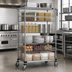 Thumbnail image #3 for Quantum Post Basket Cart with 1 Wire Shelf, 1 Solid Shelf and 5 Baskets, 36 x 24 x 80 Inch, Chrome Plated