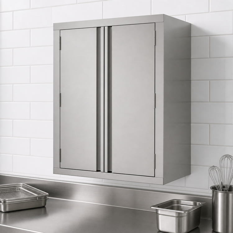 Product image #3 for John Boos 48-Inch Wall-Mounted Stainless Steel Cabinet with Hinged Doors and Fixed Shelf