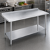 Thumbnail image #3 for Duke 60 Inch x 30 Inch 14 Gauge 300 Series Stainless Steel Work Table with 1-1/8 Inch Riser and Stainless Steel Undershelf
