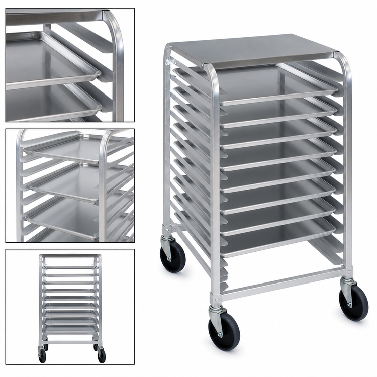 Product image #3 for Cres Cor Half-Height Mobile Knock Down Pan Rack for 10 18 x 26-Inch Pans with Stainless Steel Top Shelf