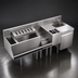 Thumbnail image #3 for Krowne Royal Series 74-Inch Stainless Steel Underbar Workstation with Ice Bin, Dump Sink, and Cabinet Base