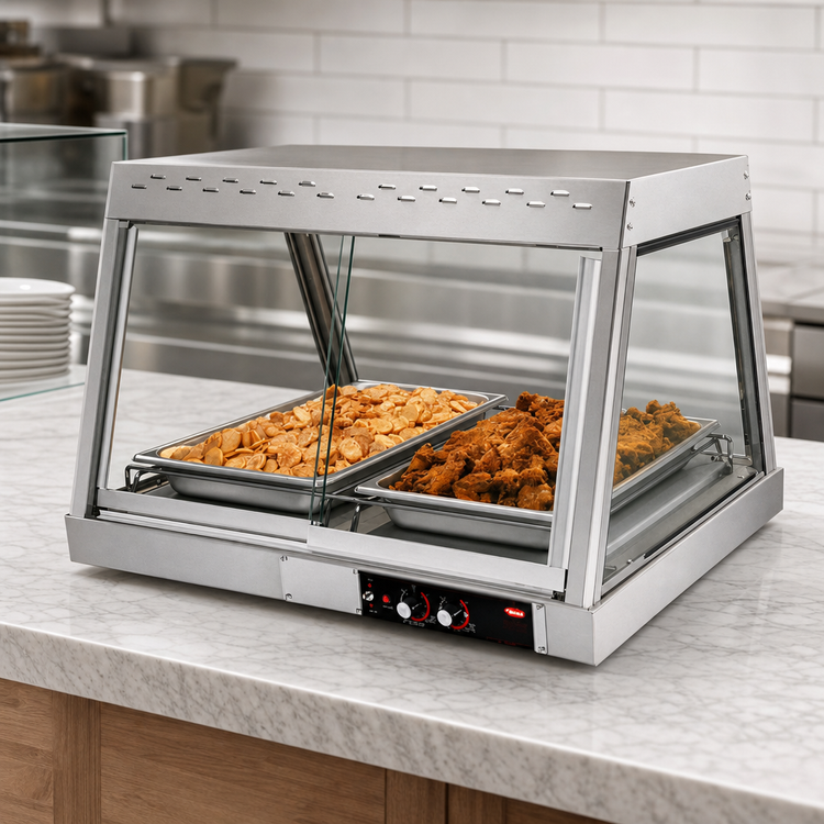 Product image #3 for Hatco Glo-Ray Countertop Heated Display Case, Straight Glass Front, 2-Pan Full-Service Hot Food Merchandiser