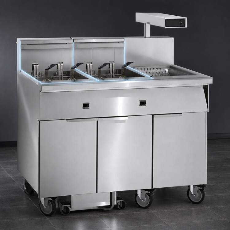 Product image #3 for Imperial Electric Floor Fryer with Dual 50 lb. Tanks, Built-In Filter System, and Dump Station