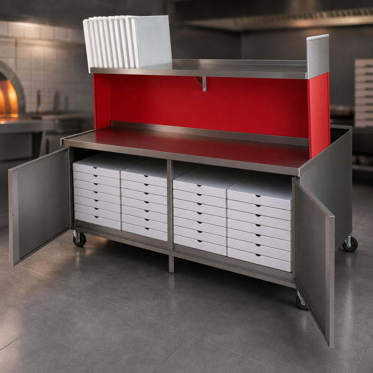 Product image #3 for Cut-N-Pack 72-Inch Pizza Prep Table with Full Base Storage and Divider Panel