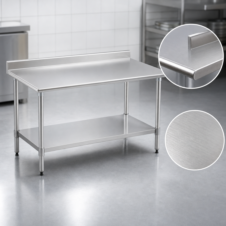 Product image #3 for BlendPort® Deluxe Series 30 x 30 Inch Square Stainless Steel Work Table with Backsplash and Undershelf