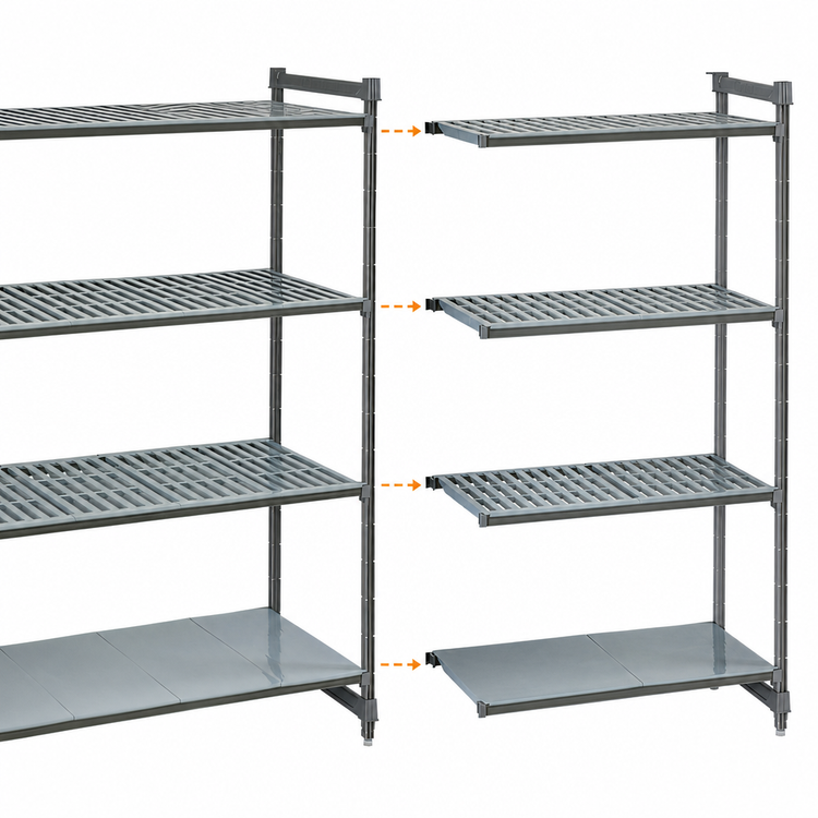 Product image #3 for Cambro Camshelving Basics Plus 4-Shelf Add-On Polymer Shelving Unit, 18" Deep x 30" Wide x 84" High, Vented and Solid