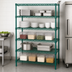 Thumbnail image #3 for Quantum 5-Shelf Wire Shelving Starter Kit, 60W x 36D x 74H, Green Epoxy Antimicrobial Finish