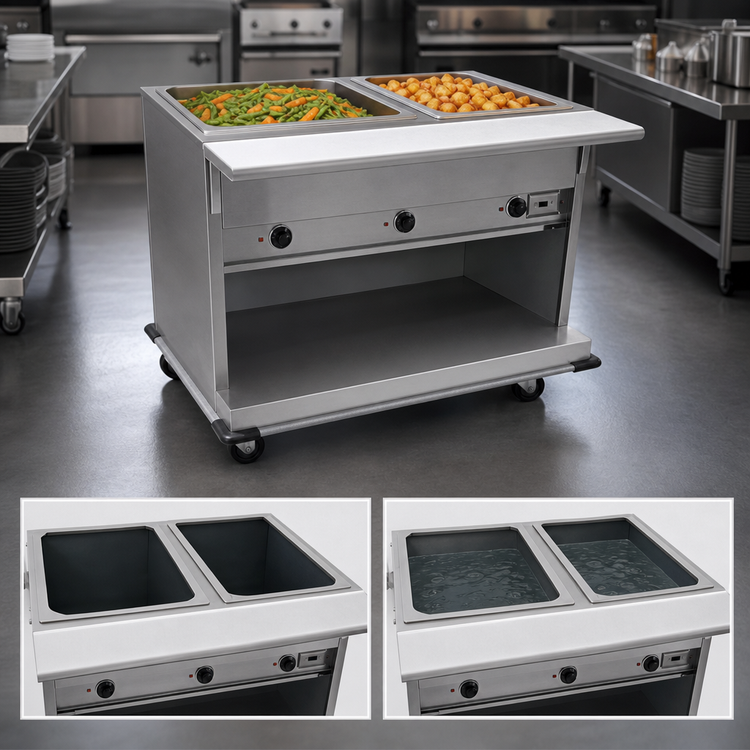 Product image #3 for Spec-Master Portable Electric Hot Food Table with 2 Wet/Dry Wells, Open Base, 35-3/4 Inch Wide, 208V 3-Phase