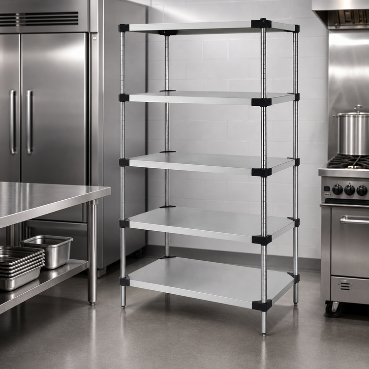 Product image #3 for Quantum 30 Inch x 18 Inch x 86 Inch Solid Stainless Steel Shelving Starter Kit
