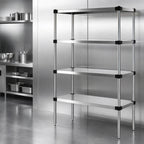 Thumbnail image #3 for Quantum WRS5-63-1448SS Solid 304 Stainless Steel Shelving Starter Kit, 48"W x 14"D x 63"H, 5 Shelves