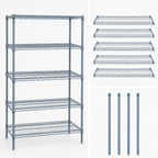 Thumbnail image #3 for Quantum WR54-2160GY-5 Stationary Gray Epoxy Wire Shelving Starter Kit, 60 x 21 x 54 Inches, 5 Shelves