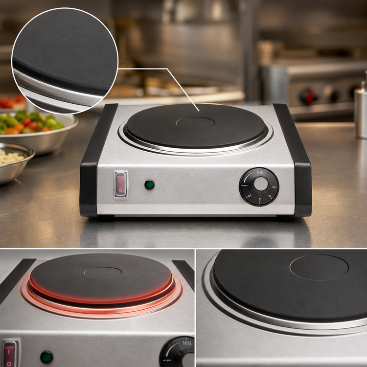Product image #4 for Waring WEB300 11-Inch Single Burner Cast-Iron Countertop Hot Plate, Thermostatic, 1300W