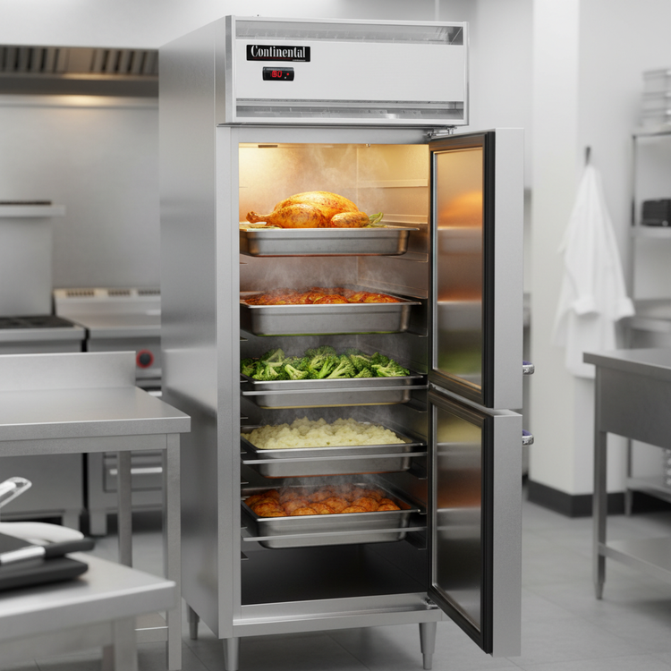 Product image #2 for Continental Refrigerator DL1WE-SS-HD One-Section Extra-Wide Reach-In Heated Holding Cabinet with Half Doors