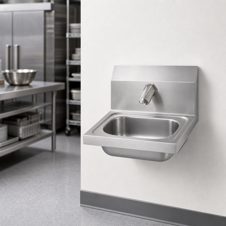 Product image #3 for Krowne Wall-Mount Stainless Steel Hand Sink with Single-Hole Electronic Faucet, 12-1/2 x 9-3/4 x 5-5/8-Inch Bowl