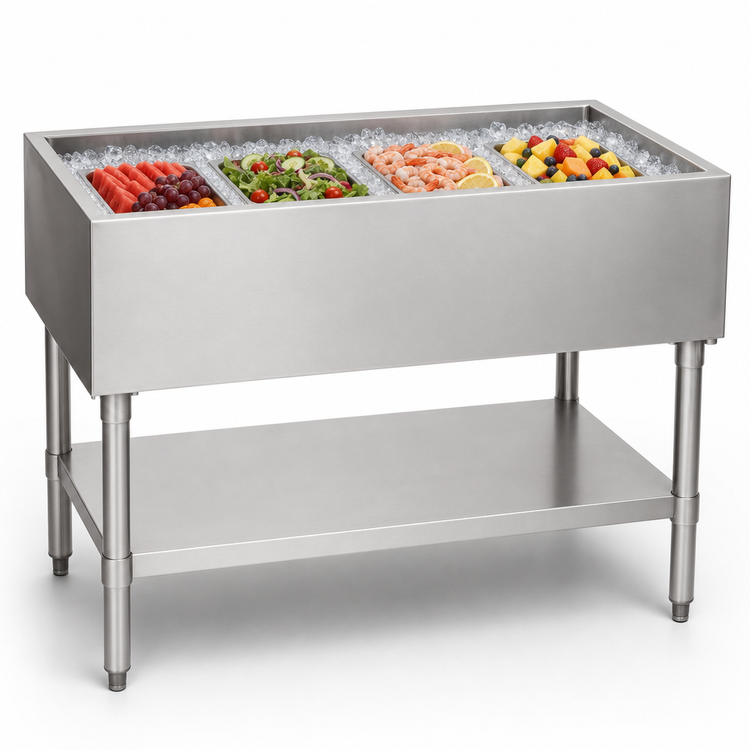 Product image #3 for Eagle Group CP-4 Stationary Ice-Type Open Base Cold Pan Serving Counter, 63-1/2 Inch Wide, 4-Pan Capacity
