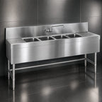 Thumbnail image #3 for Eagle Group Spec-Bar B5.5R-4-24 Four-Compartment Underbar Sink Unit with Right Drainboard, 66"W x 24"D, 304 Stainless Steel