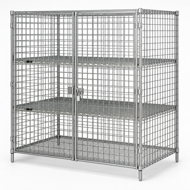 Product image #3 for Quantum 36-Inch W x 18-Inch D x 63-Inch H Stationary Chrome Security Cage with 2 Intermediate Shelves
