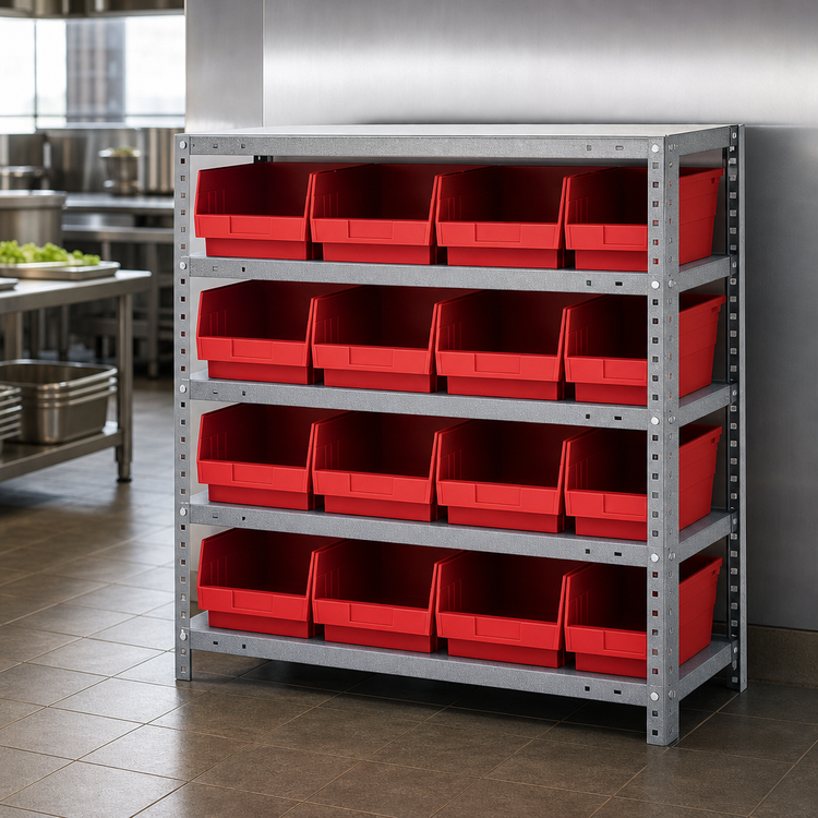 Product image #3 for Quantum Heavy-Duty Stationary Wire Shelving Unit with 5 Shelves and 16 Bins, 36 x 18 x 39 Inches